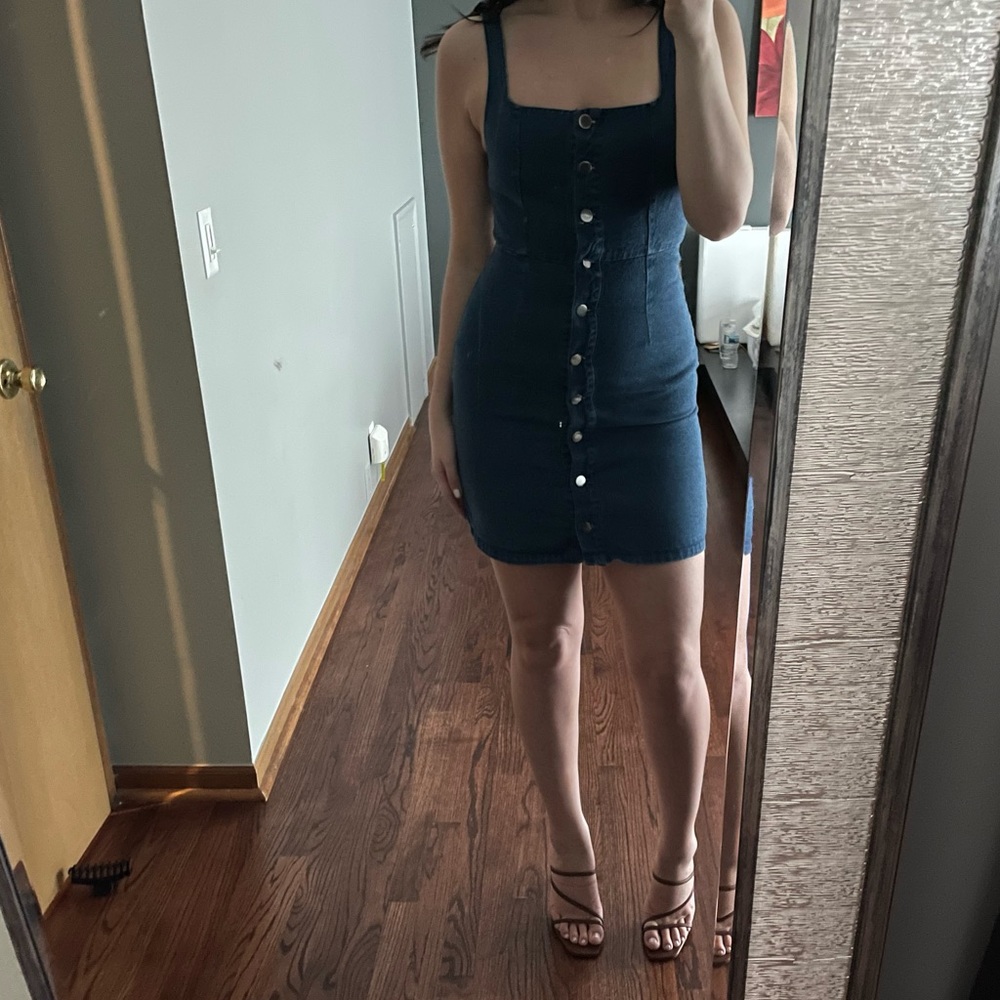 Corra Dark Wash Denim Button front Mini Dress